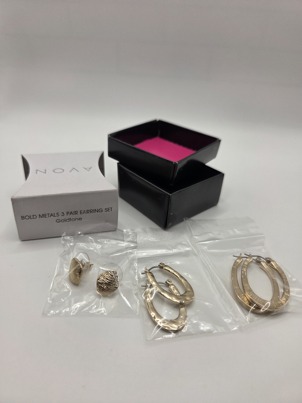 1641. Avon Goldtone Bold Metals 3-Pair Earring Set